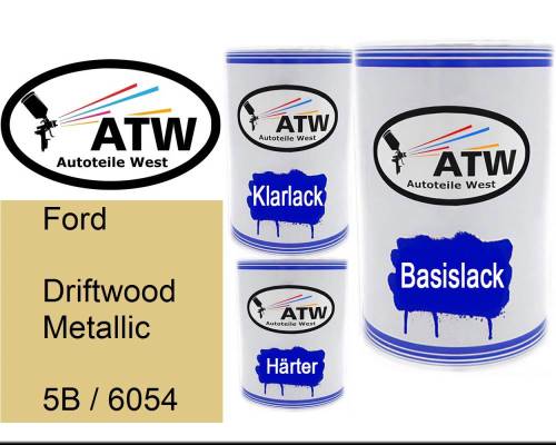 Ford, Driftwood Metallic, 5B / 6054: 500ml Lackdose + 500ml Klarlack + 250ml Härter - Set, von ATW Autoteile West.